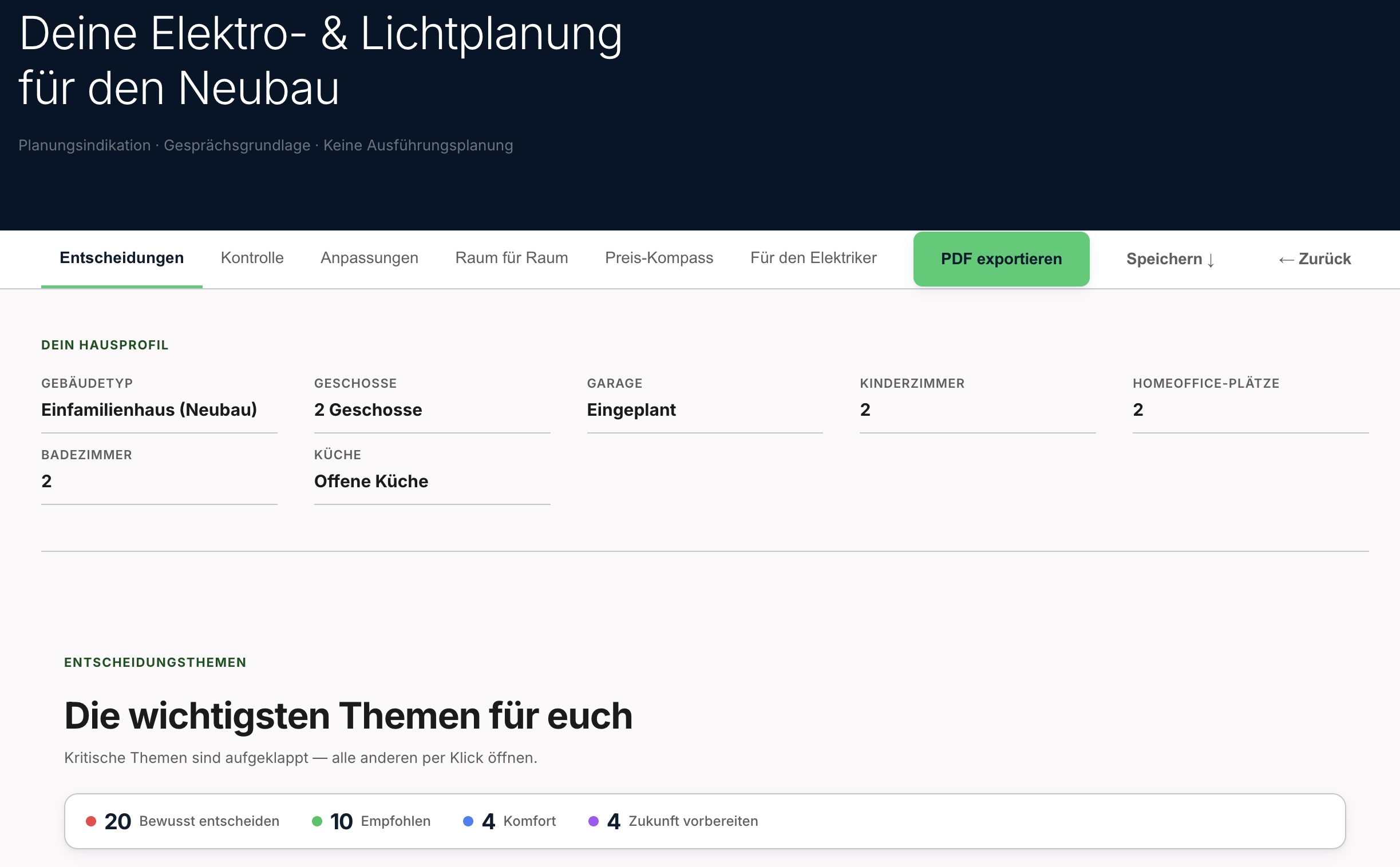 Beispiel-Report der Elektroplanung